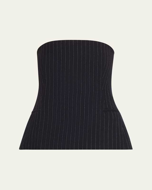 Pinstripe Tailored Bustier Wool Top